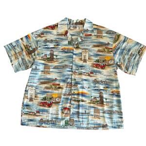 Matt Rider Southern California Print Cotton Button Down Short Sleeve Shirt Large